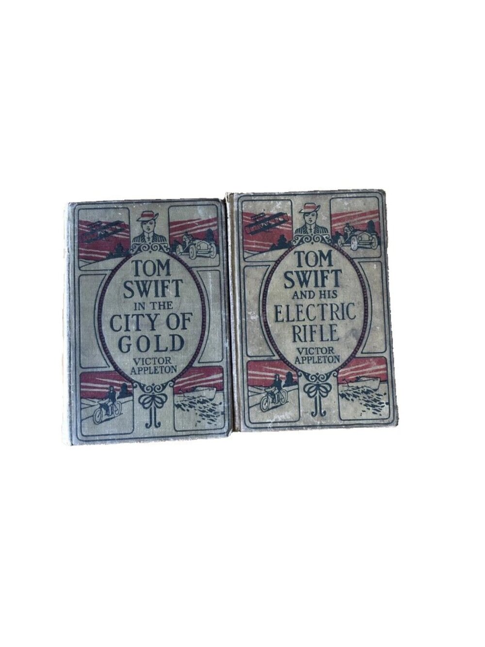 Lot (2) Vtg 1912 Tom Swift HC Books City Of Gold & Electric Rifle V.Appleton